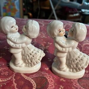 Vintage Dancing couple White and Gold by GOT Porcelain 4.5” Set Of 2